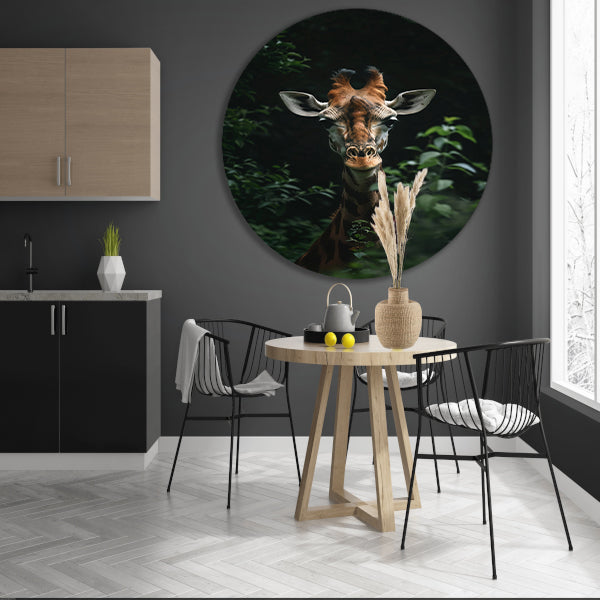 Portret van een Giraffe in de Natuur forex muurcirkel