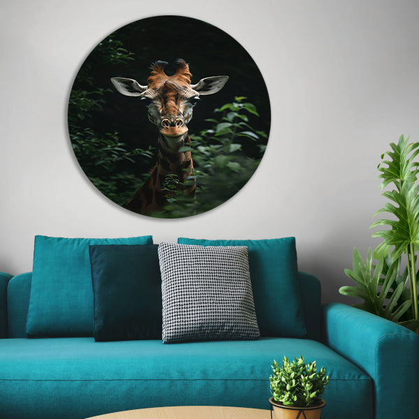 Portret van een Giraffe in de Natuur forex muurcirkel
