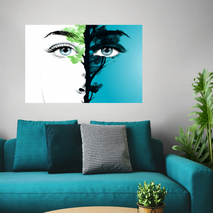 Fusie van Mens en Natuur canvas met baklijst