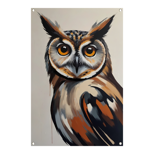 Expressieve Uil in Moderne Kleuren Kunst tuinposter