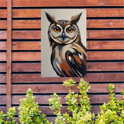 Expressieve Uil in Moderne Kleuren Kunst tuinposter
