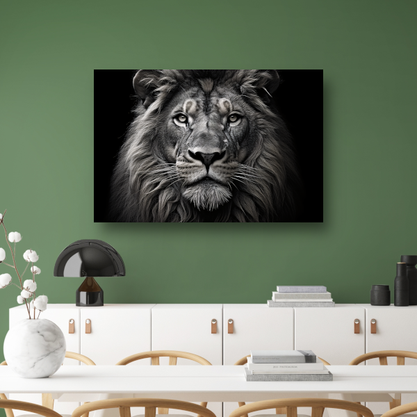 Zwart-wit portret van een leeuw acrylglas