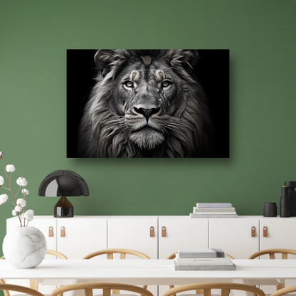 Zwart-wit portret van een leeuw acrylglas