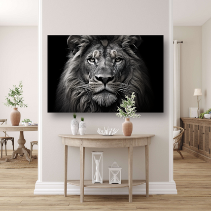 Zwart-wit portret van een leeuw acrylglas