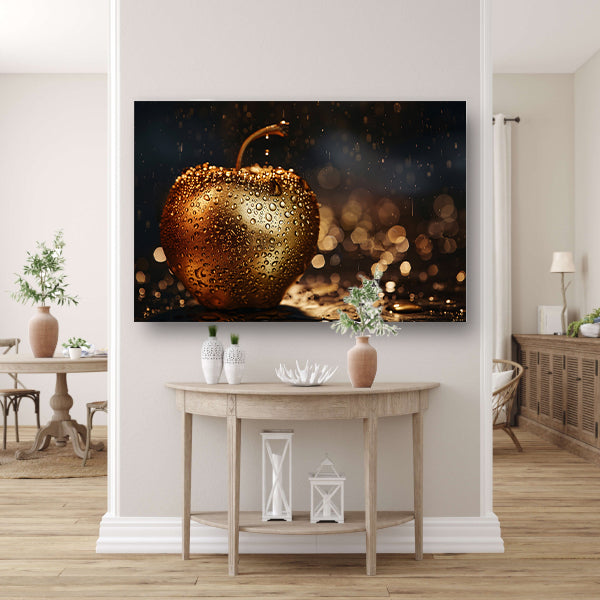 Gouden Appel Bedekt met Sprankelende Waterdruppels acrylglas