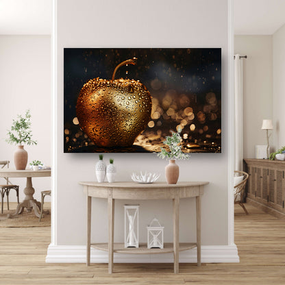 Gouden Appel Bedekt met Sprankelende Waterdruppels acrylglas