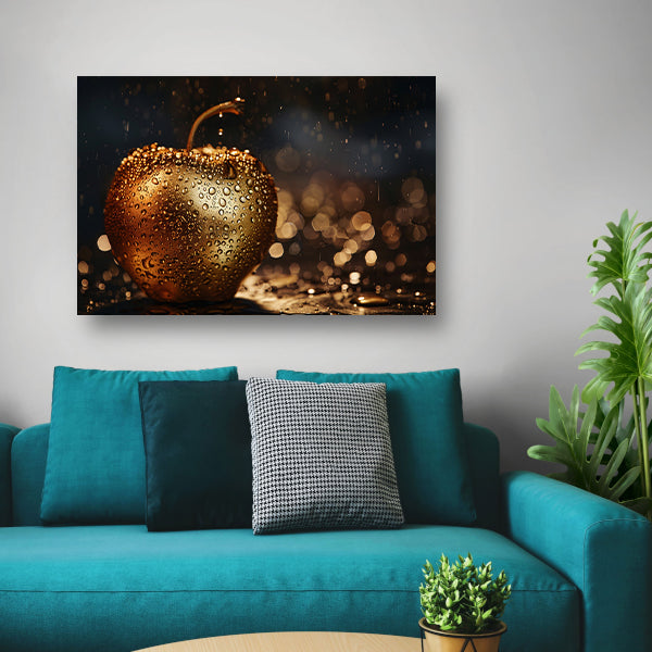 Gouden Appel Bedekt met Sprankelende Waterdruppels acrylglas