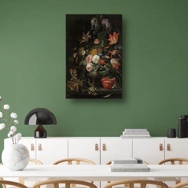 Bloemstilleven met kat en muizenval - Abraham Mignon canvas