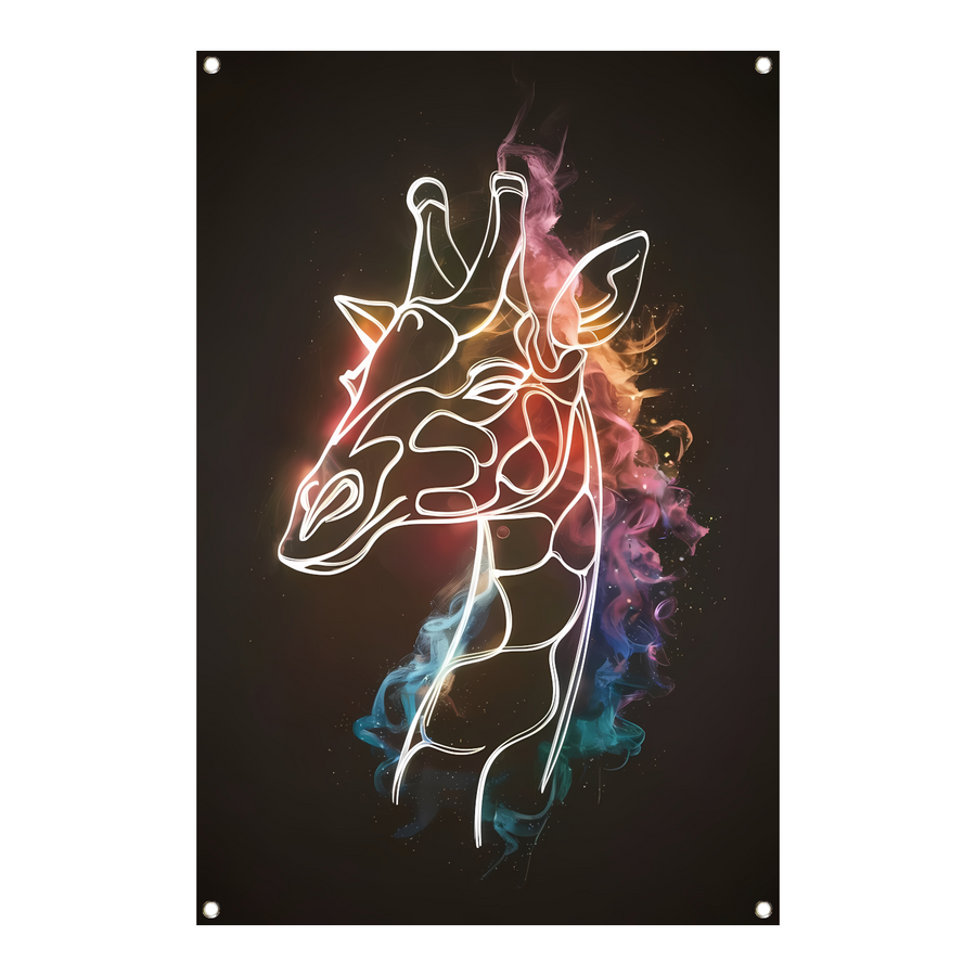 Giraffe Omhuld door Abstracte Kleurrijke Nevel tuinposter