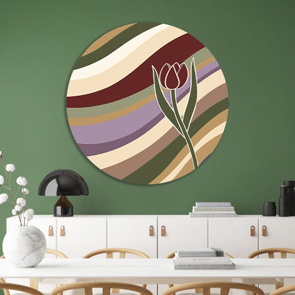 Kleurrijke abstracte tulp met golvende lijnen forex muurcirkel
