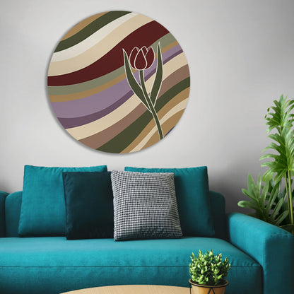 Kleurrijke abstracte tulp met golvende lijnen forex muurcirkel