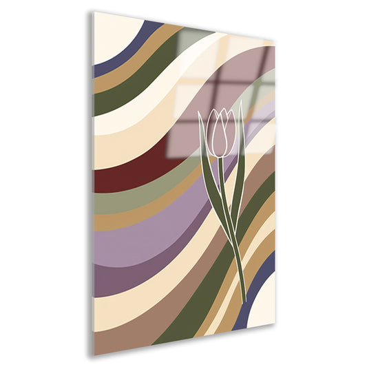 Kleurrijke abstracte tulp met golvende lijnen acrylglas