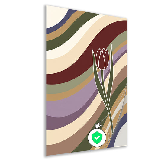 Kleurrijke abstracte tulp met golvende lijnen poster