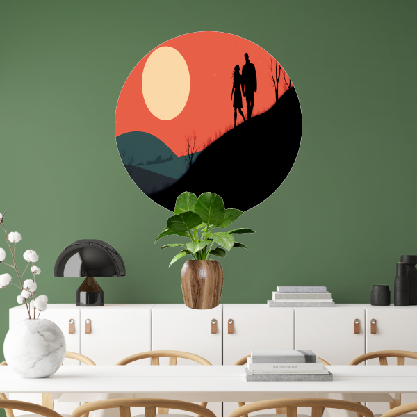 Silhouetten tegen de avondzon forex muurcirkel