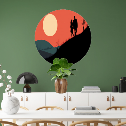 Silhouetten tegen de avondzon forex muurcirkel