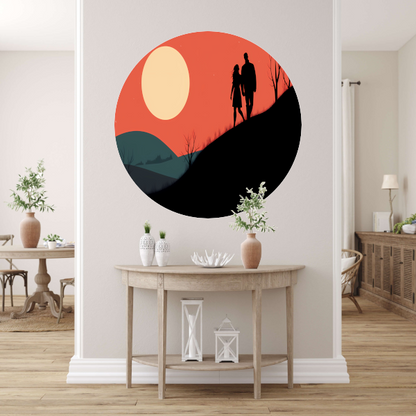 Silhouetten tegen de avondzon forex muurcirkel