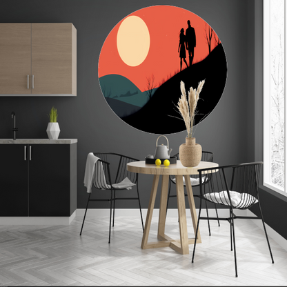 Silhouetten tegen de avondzon forex muurcirkel