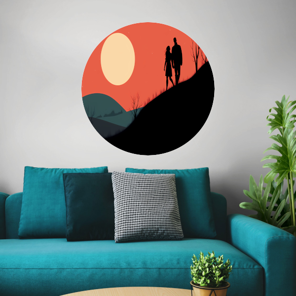 Silhouetten tegen de avondzon forex muurcirkel