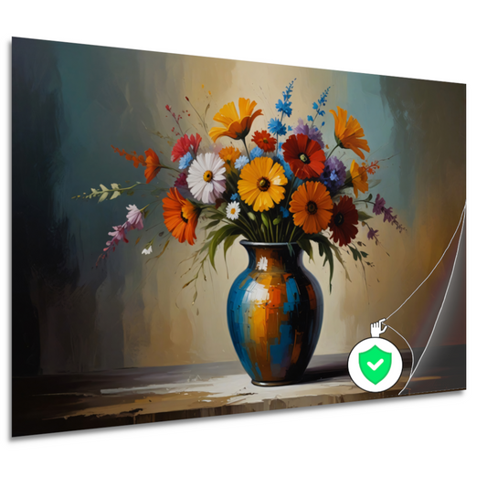 Impressionistische bloemenpracht in kleurrijke vaas poster