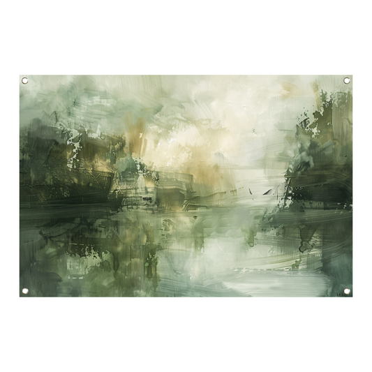 Moderne Abstracte Compositie in Neutrale Tinten tuinposter