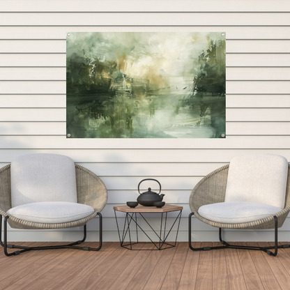 Moderne Abstracte Compositie in Neutrale Tinten tuinposter
