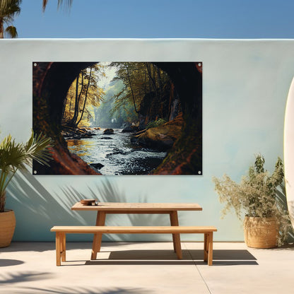 Rivierlandschap door Verweerd Venster tuinposter