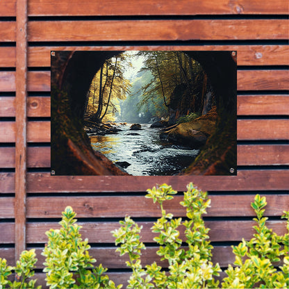 Rivierlandschap door Verweerd Venster tuinposter