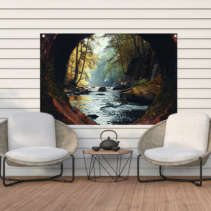 Rivierlandschap door Verweerd Venster tuinposter