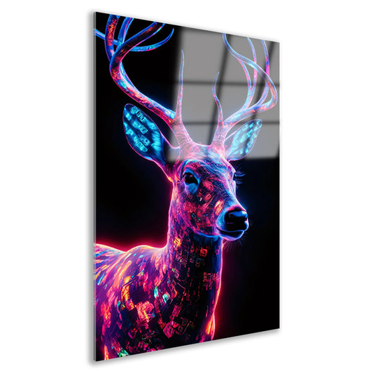 Neonhert in kleurrijke digitale kunst acrylglas