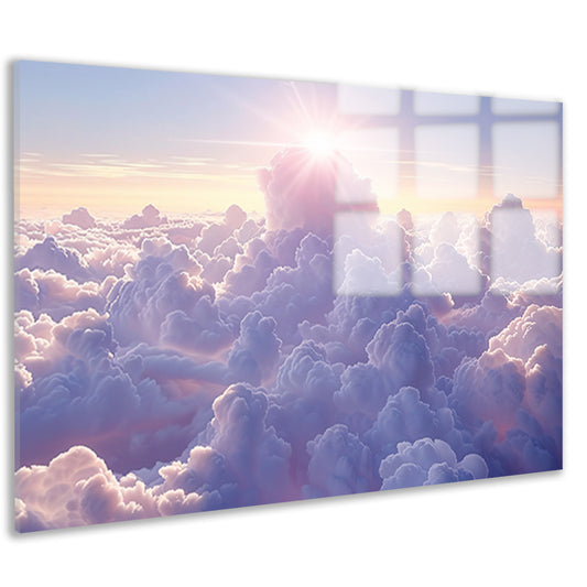 Zonsopgang boven een zee van wolken acrylglas