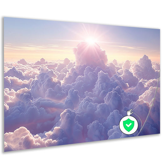 Zonsopgang boven een zee van wolken poster