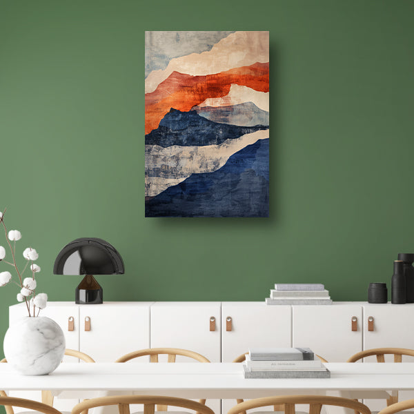 Abstract schilderij van bergen met kleuren poster