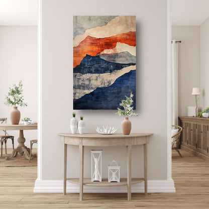 Abstract schilderij van bergen met kleuren acrylglas