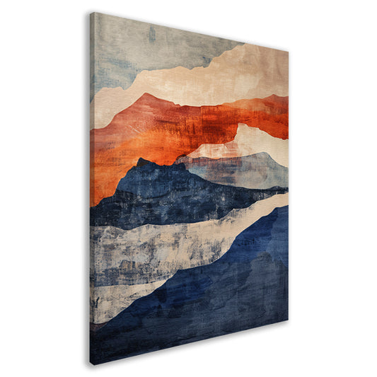 Abstract schilderij van bergen met kleuren canvas