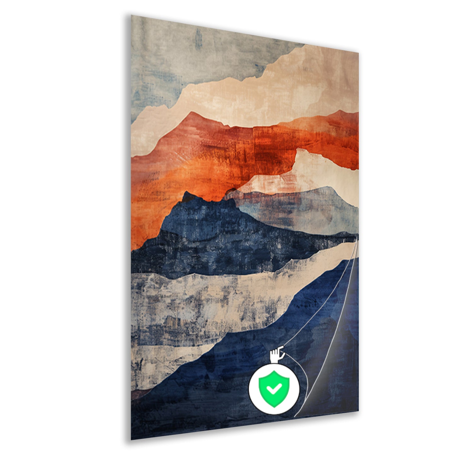 Abstract schilderij van bergen met kleuren poster