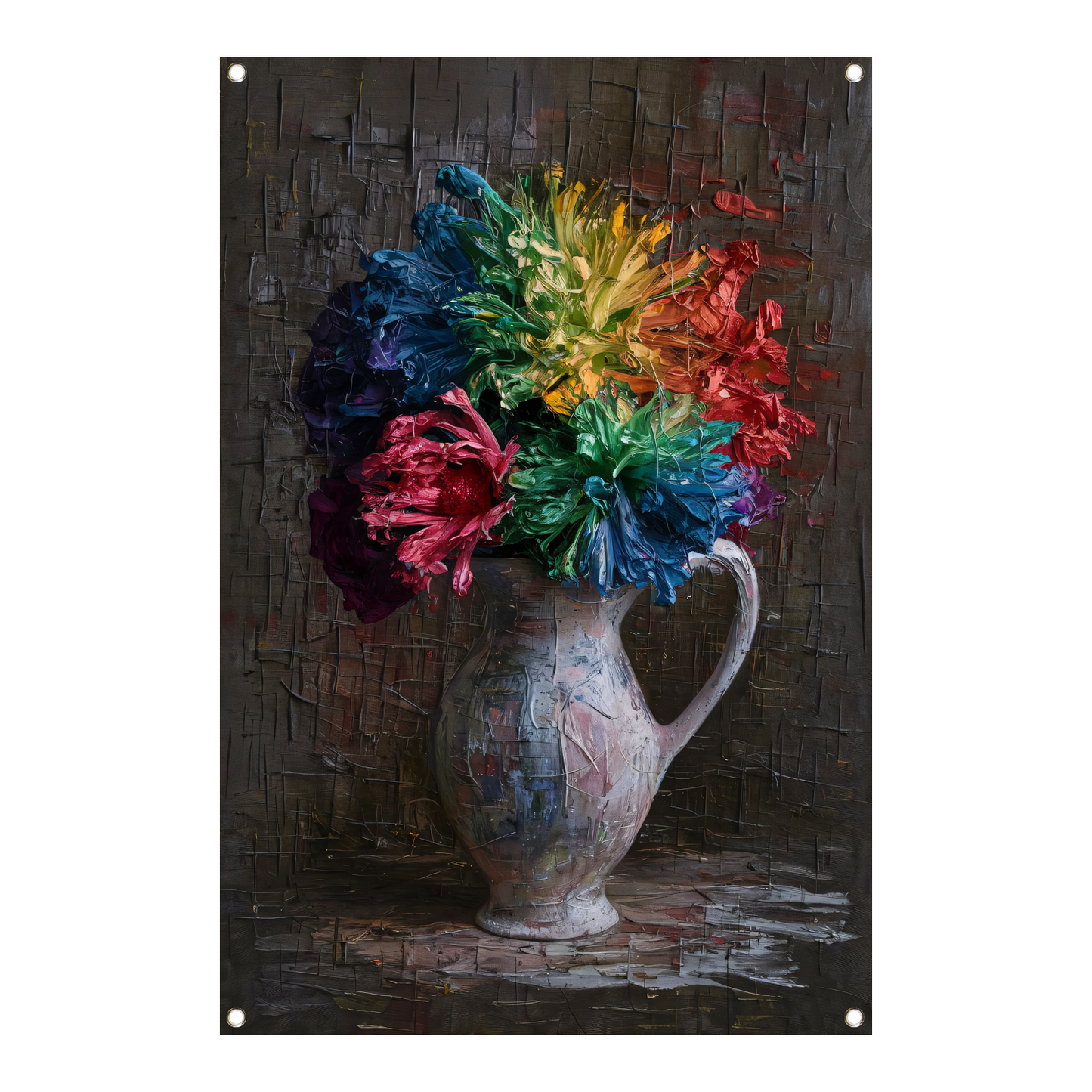 Kleurrijke Impressionistische Bloemen in Elegante Vaas tuinposter
