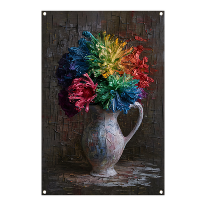 Kleurrijke Impressionistische Bloemen in Elegante Vaas tuinposter