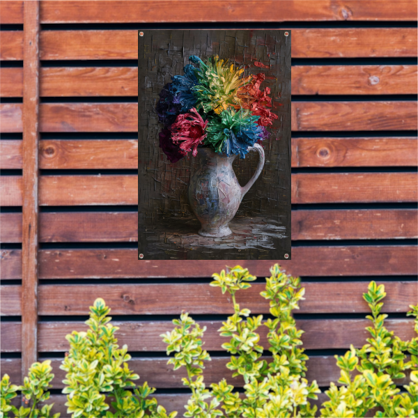 Kleurrijke Impressionistische Bloemen in Elegante Vaas tuinposter