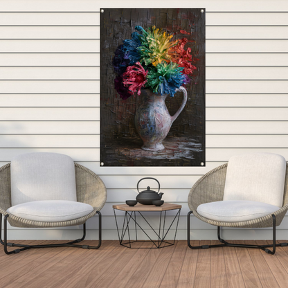 Kleurrijke Impressionistische Bloemen in Elegante Vaas tuinposter
