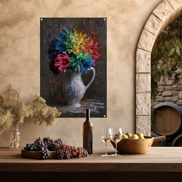 Kleurrijke Impressionistische Bloemen in Elegante Vaas tuinposter