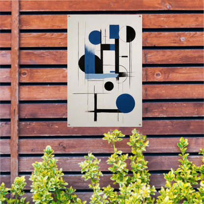 Moderne Abstracte Geometrie in Blauw en Zwart tuinposter