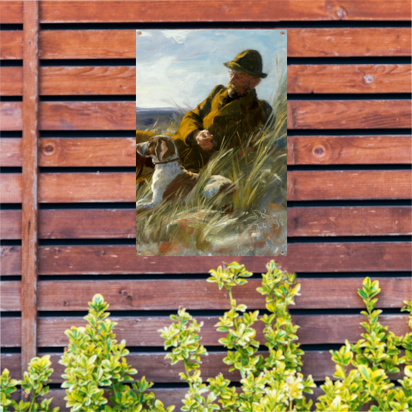 Meesterplanter C.F. Dahlerup met zijn jachthond - Ferdinand Heilbuth tuinposter