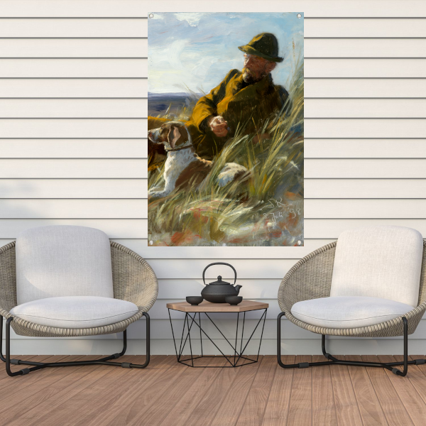 Meesterplanter C.F. Dahlerup met zijn jachthond - Ferdinand Heilbuth tuinposter