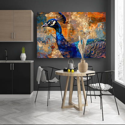Abstracte pauw kunst met dynamische kleuren poster