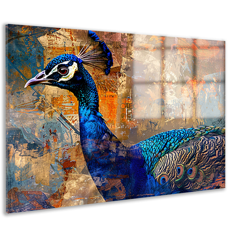Abstracte pauw kunst met dynamische kleuren acrylglas