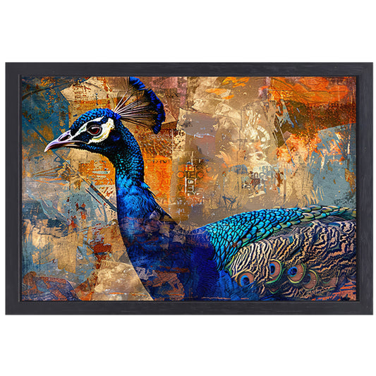 Abstracte pauw kunst met dynamische kleuren canvas met baklijst
