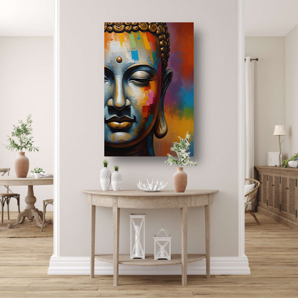 Expressief Kleurrijk Boeddha Hoofd Portret acrylglas