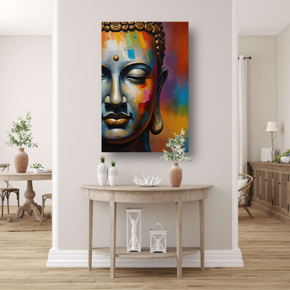 Expressief Kleurrijk Boeddha Hoofd Portret acrylglas