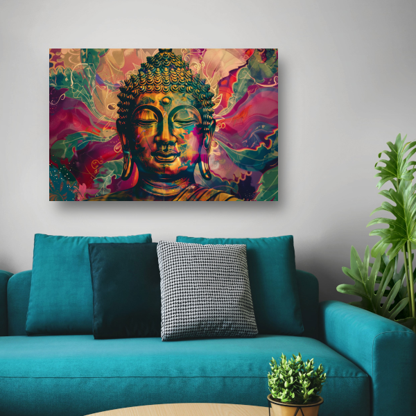 Minimalistische Boeddha Lijntekening canvas