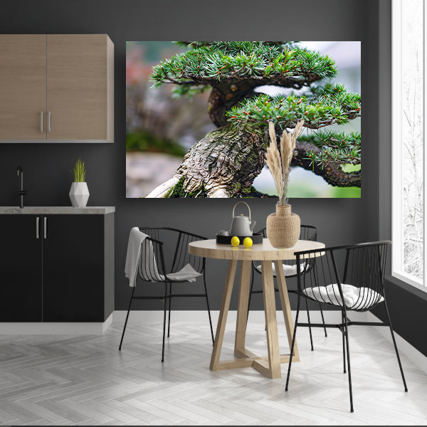 Gedetailleerde close-up van een bonsai boomcanvas